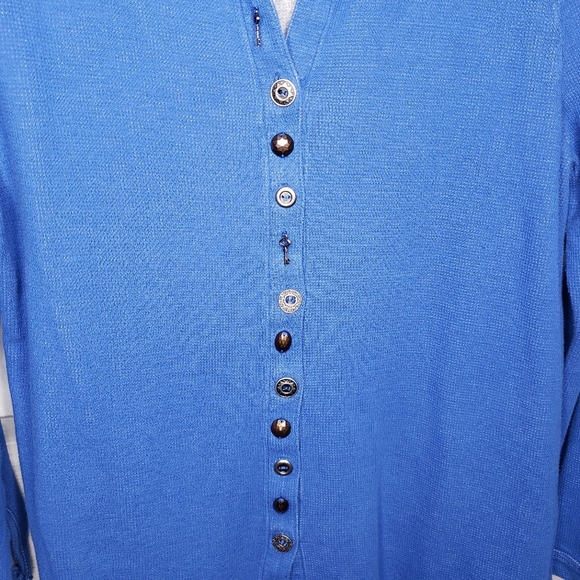 Soft Surroundings Sydney Shirt Tunic Top XL Buttondown Waffle Knit Mixed Media - Picture 5 of 11